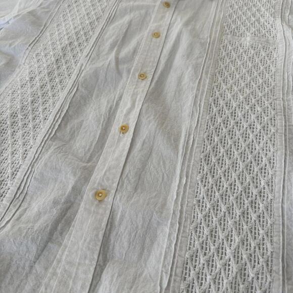 White 100% cotton Quichua short sleeve button up - Picture 4 of 4
